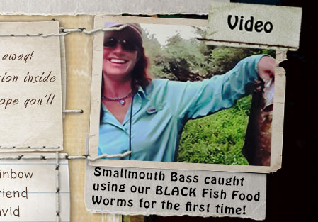 VIDEO - First time using our BLACK "Fish Food Worms" to catch three Smallmouth Bass.....